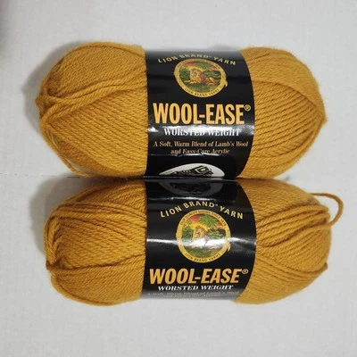 Lion Brand Wool Ease Worsted Weight 171 Gold 3 Oz Each Lot Of 2 Skeins - Image 1 of 4