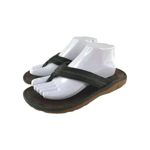 OluKai Makau Black Leather Shoes US 9 Women's Thong Flat Flip-Flops - Picture 1 of 10