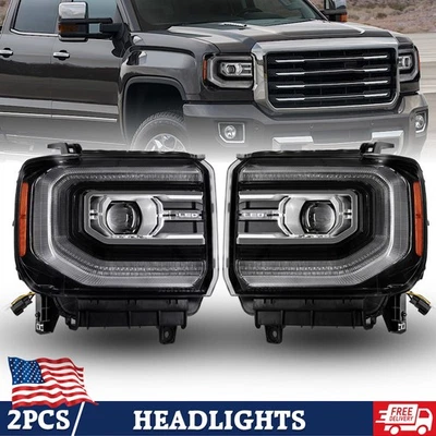 Left+Right For 2014-2015 GMC Sierra 1500 Upgrade Full LED Projector Headlights - Image 1 of 4