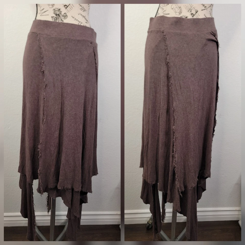 Bordeaux Handkerchief Skirt Womens SZ Medium Brown Gray Asymmetric Boho - Image 1 of 4