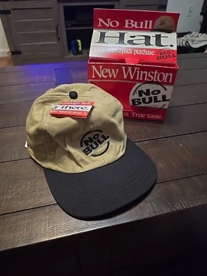 NOVO! Boné de beisebol vintage Winston cigarros sem touro bronzeado - Imagem 1 de 4