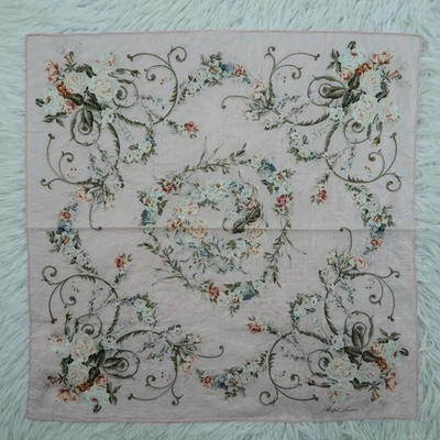 Mini Bufanda Cuadrada de Bolsillo Ralph Lauren Rosa Flor Algodón 18.5" X 18.5" Q490 Foto 1 de 4