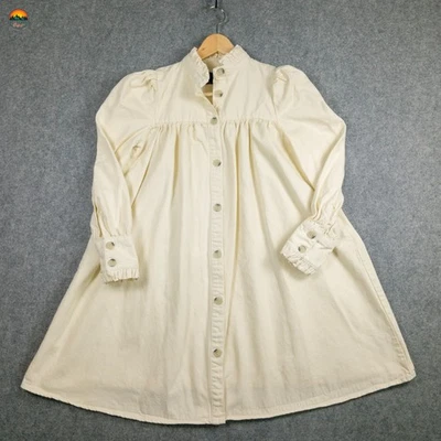 Asos Design Shirt Dress Ivory Cotton Long Sleeve Cottage Maternity Womens Size 2 - Image 1 of 4