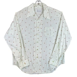Vintage 70’s K-Mart Shirt Men's XL Light Green Geometric Dagger Collar Button - Picture 1 of 11