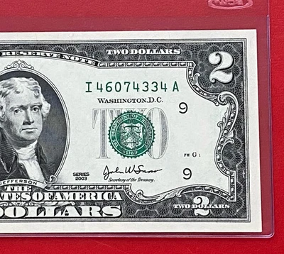  $2 TWO DOLLAR BILLS 2003,(Minneapolis) IA, UNCIRCULATED - Image 1 of 3