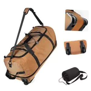  32" Soft-Sided Foldable Wheeled Travel Duffel Bag,Expandable 110L to Brown - Picture 1 of 8