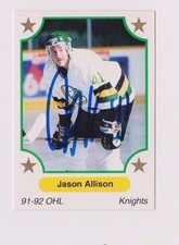 91/92 Jason Allison London Knights Autographed OHL Hockey Card W/Our COA