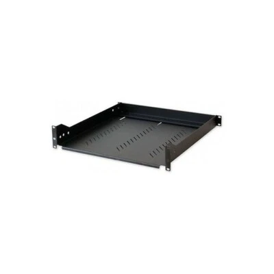 MENSOLA A 4 PUNTI PROF. 470 mm 2HE NERO PER ARMADI RACK 19". - Immagine 1 di 2