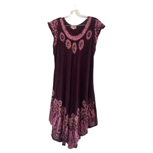 CHLOE JUNE Damen lila Blumen Boho Indien 100 % Viskose U-Ausschnitt Tank Kleid-OSFM - Bild 1 von 4