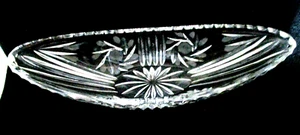 Bowl Celery Boat Cut glass Crystal Etched Rose 10 1/2" lg & 2 1/2" h - Picture 1 of 4