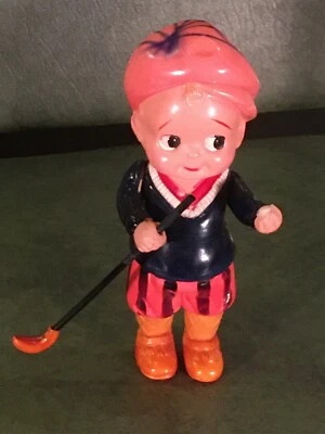 ANTIGUO JUGUETE DE CELULOIDE NICKERS A RAYAS AÑOS 30 CADDIE DE GOLF CON CLUB GOLFISTA DE COLECCIÓN Foto 1 de 4