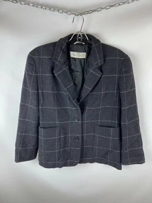 Max Mara wmns Lana angora rabbit plaid checkered blazer - Image 1 of 4