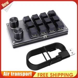 12 Key 2 Knob Programming Macro Knob Keyboard Hotswap Keypad (Black USB) - Picture 1 of 10