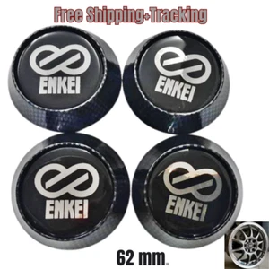 Center Caps Cover Wheels Rim Black Carbon For Enkei Racing Car Size 62 mm. - Picture 1 of 11