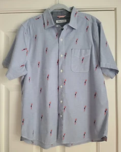 Camicia uomo Tommy Bahama blu con bottoni manica corta grande nuova con etichetta Parrot Mamba - Foto 1 di 5