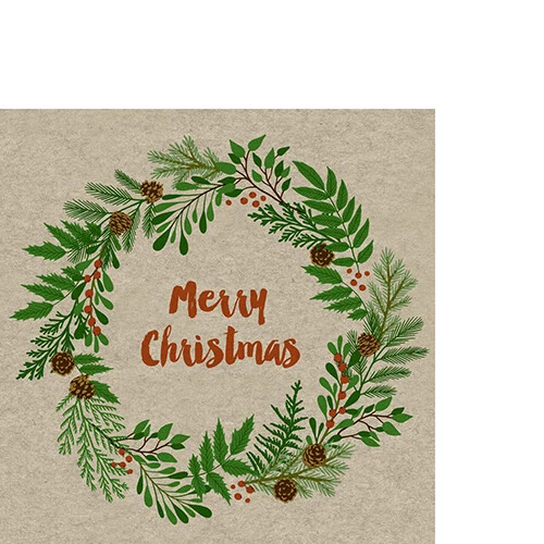 25 kleine Cocktailservietten nachhaltig Berry Wreath Merry Christmas Kranz Deko - Bild 1 von 1