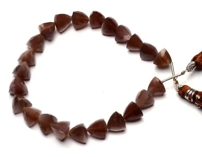 Natural Gemstone Brown Moonstone 10MM Size Faceted 3D Trillion Shape Beads 9" - Image 1 of 4