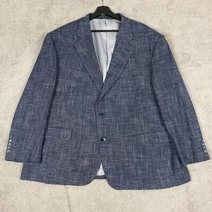 Oak Hill Blazer Mens 2XL Navy Stretch Polka Dot Lined Suit Jacket Career Classic - Picture 1 of 15