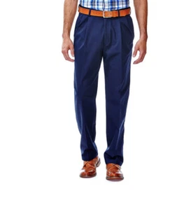Haggar Mens Work To Weekend Khaki Pants Size 40W 30L Blue Classic Fit - Picture 1 of 4
