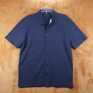 VINCE Shirt Mens Medium Blue Varigated Jacquard Short Sleeve Button Up $195 - Picture 1 of 7