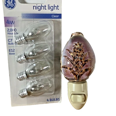 Lámpara decorativa de luz nocturna concha marina grabada de colección de los años 90 con 4 bombillas nuevas Foto 1 de 4