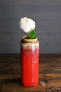 Florero cuadrado de cerámica roja hecho a mano hogar brillante regalo rectángulo decorativo - Imagen 1 de 7