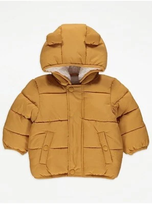 EX STORE GEORGE BABY FLEECE LINED PADDED HOODED JACKET WITH MITTS 0m-3yrs