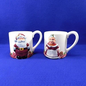 New Schnuck's Mr. & Mrs. Santa Mugs Original Box Large 16 ounces Vintage Stock - Picture 1 of 12