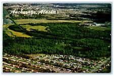 1967 Air View Turn Again By The Sea Foreground Anchorage Alaska Vintage Postcard