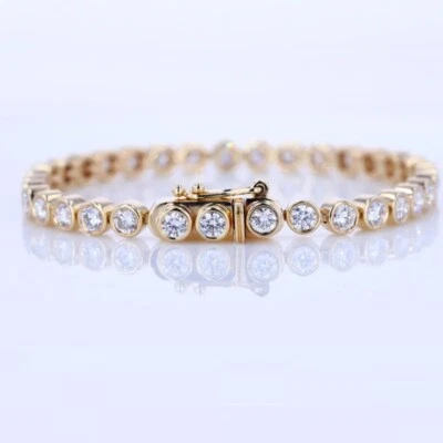 Yellow Gold Sale 100% Natural Round Diamond Tennis Bracelet 2.00 Ct Bezel-set - Image 1 of 4