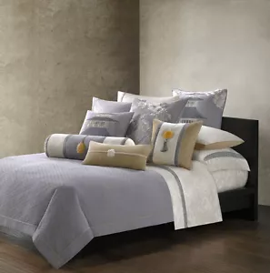 Natori Lotus Temple king or Queen coverlet - gray - Picture 1 of 2