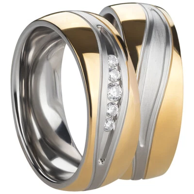 Ring Freundschafts- Partner-  Ehe- Verlobungsringe Edelstahl Silber Gold +Gravur - Bild 1 von 2