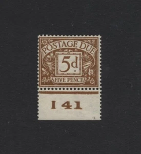 1938 5d YELLOW-BROWN KGVI WMK M/MINT CONTROL (I41) SINGLE. SG D32 - Picture 1 of 1