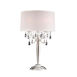 Glam Silver Scroll Chandelier Faux Crystal Table Lamp - Picture 1 of 5