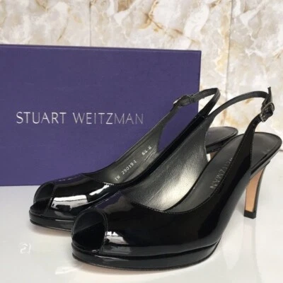 $425 Stuart Weitzman Slinky Peep Toe Heel Shoes Women's 9.5 NEW IN BOX - Image 1 of 4