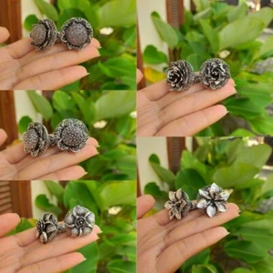 Nuevo Pendiente Étnico Bali Tallado en Cobre Balinés Tradicional Plata de Ley 925 - Imagen 1 de 13