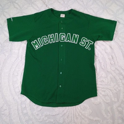 Vintage Michigan State Baseball Jersey Size  Mesh with embroidery Big 10 90s - Image 1 of 4