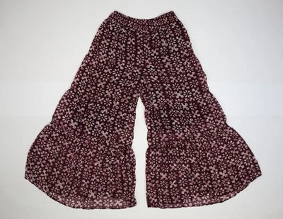 Pantalones Young Threads Mujer Pequeños Vino Boho 4 Niveles Acampanados Palazzo Batik Bolsillos Foto 1 de 4