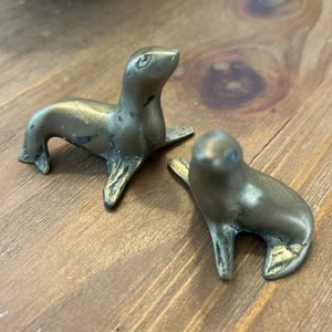 Small Vintage Pair of Brass Seals, Figurines - Picture 1 of 4
