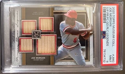 2013 Topps Museum Collection Quad Relic Joe Morgan  /25 Giant Legend HOF PSA 9 - Image 1 of 2
