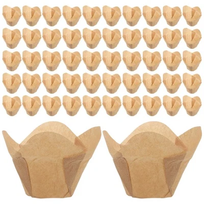  200 Tulpen-Muffinförmchen: Blumenförmige Backförmchen – Fettabweisende Cupcake- - Bild 1 von 4