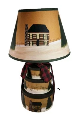 HOME SWEET HOME Lámpara de Mesa Rústica Lodge de Cajas Apilables ÁRBOLES DE INVIERNO HOGAR 26" Foto 1 de 4