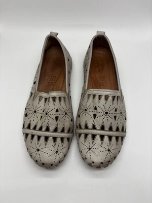 Spring Step Fusaro Perforated Leather Comfort Loafer Shoe Gray, Sz 37 (6.5-7) - Image 1 of 4