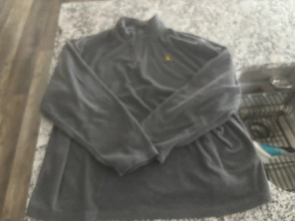 Pullover polar John Deere para hombre 1/4 cremallera manga larga gris XL bordado Foto 1 de 2