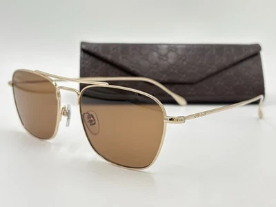 GUCCI HOMBRES Gafas de sol GG1183S 002 Dorado/Marrón AUTÉNTICO JAPÓN Foto 1 de 4