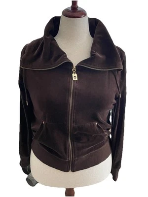 Michael Kors Sz большой 2 изделия бархата костюм коричневый молнии капот шеи брюки комплект - Изображение 1 из 4