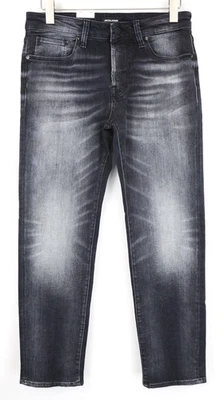 Jack & Jones Tim Hombre Vaqueros W31/L30 Negro Lavado Ajustado Algodón Elástico - Imagen 1 de 4