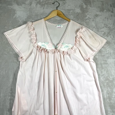 De Colección Kelly Reed Rosa Claro Casa Abrigo Bata Muu Muu 22W Botón Bolsillo Frontal Foto 1 de 4