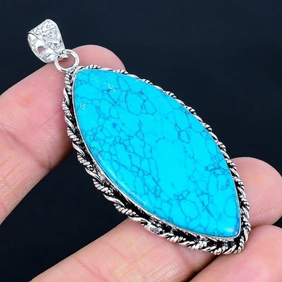 Colgante hecho a mano Santa Rosa turquesa chapado en plata 925 de 2,56" Foto 1 de 3