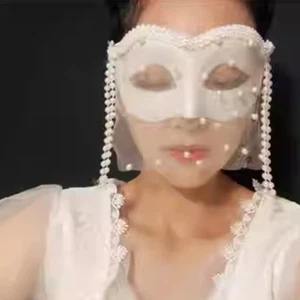 Black White Lace Retro Elegant Mysterious Woman Tassel Mask Ball Halloween Party - Picture 1 of 22
